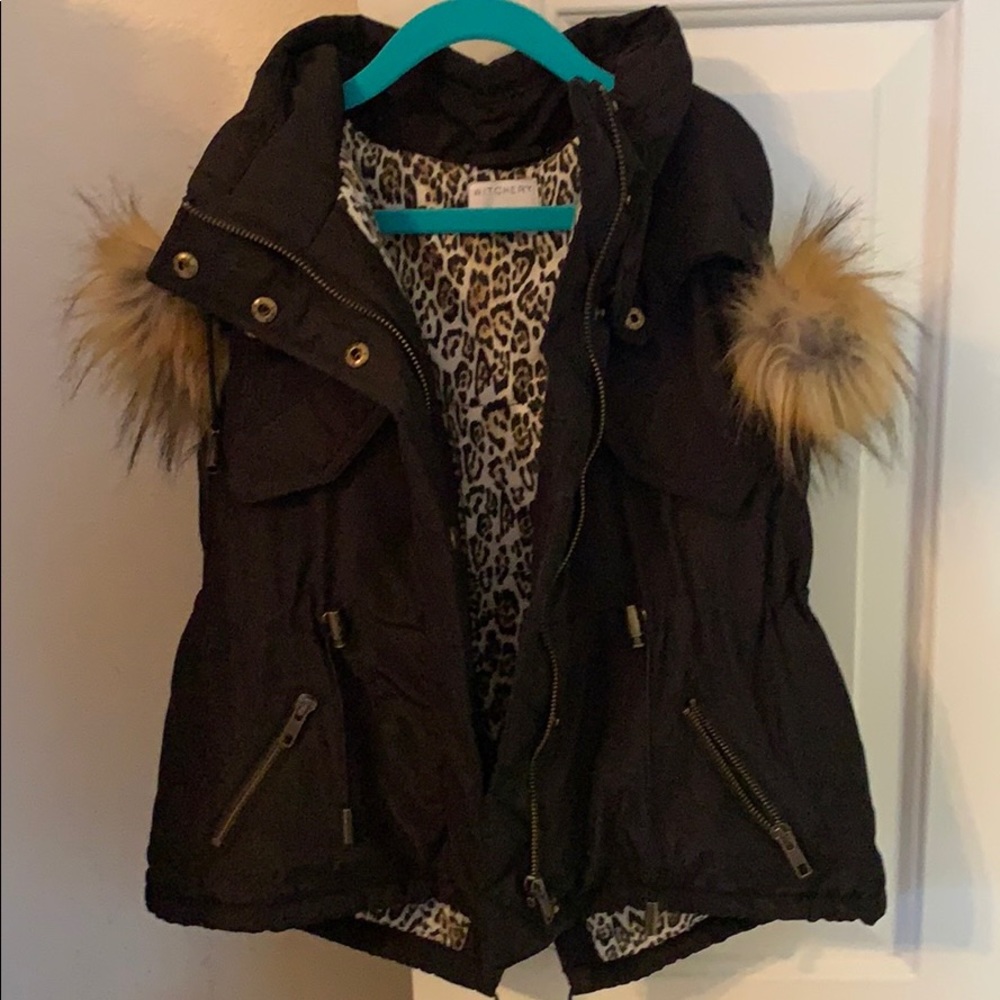 Witchery Australia winter puffer vest with hood